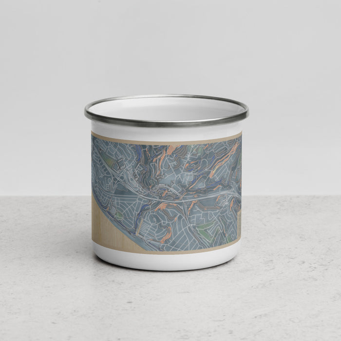 Front View Custom Aptos California Map Enamel Mug in Afternoon