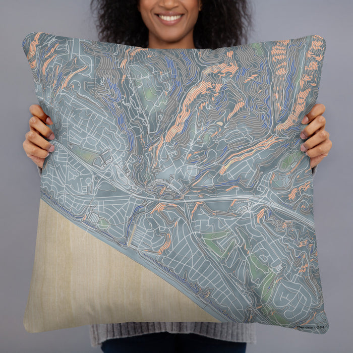 Person holding 22x22 Custom Aptos California Map Throw Pillow in Afternoon