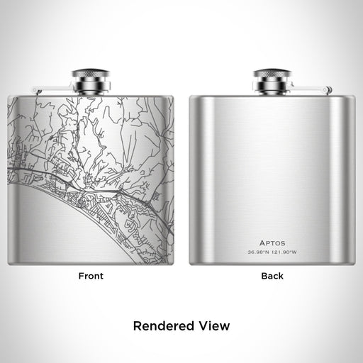 Rendered View of Aptos California Map Engraving on 6oz Stainless Steel Flask