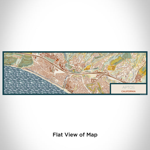 Flat View of Map Custom Aptos California Map Enamel Mug in Woodblock