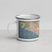 Left View Custom Aptos California Map Enamel Mug in Woodblock