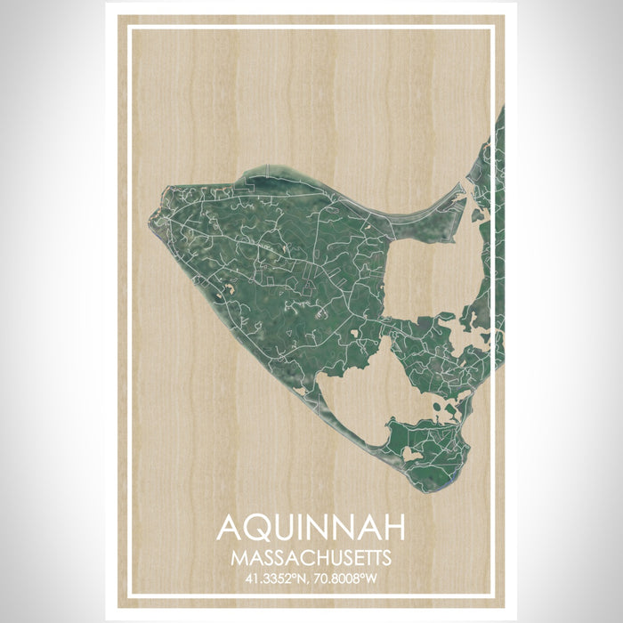 AQUINNAH Massachusetts Map Print Portrait Orientation in Afternoon Style With Shaded Background