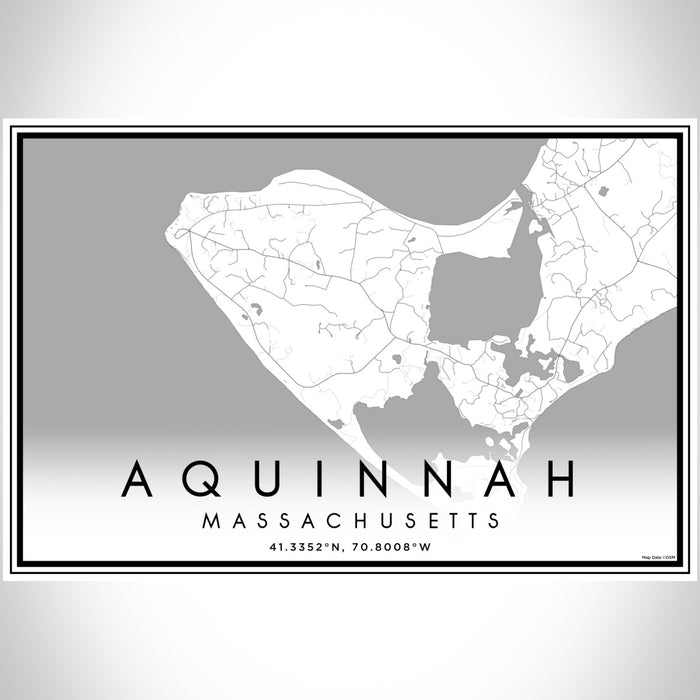 Aquinnah Massachusetts Map Print Landscape Orientation in Classic Style With Shaded Background