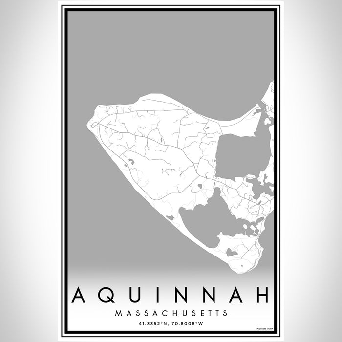 Aquinnah Massachusetts Map Print Portrait Orientation in Classic Style With Shaded Background