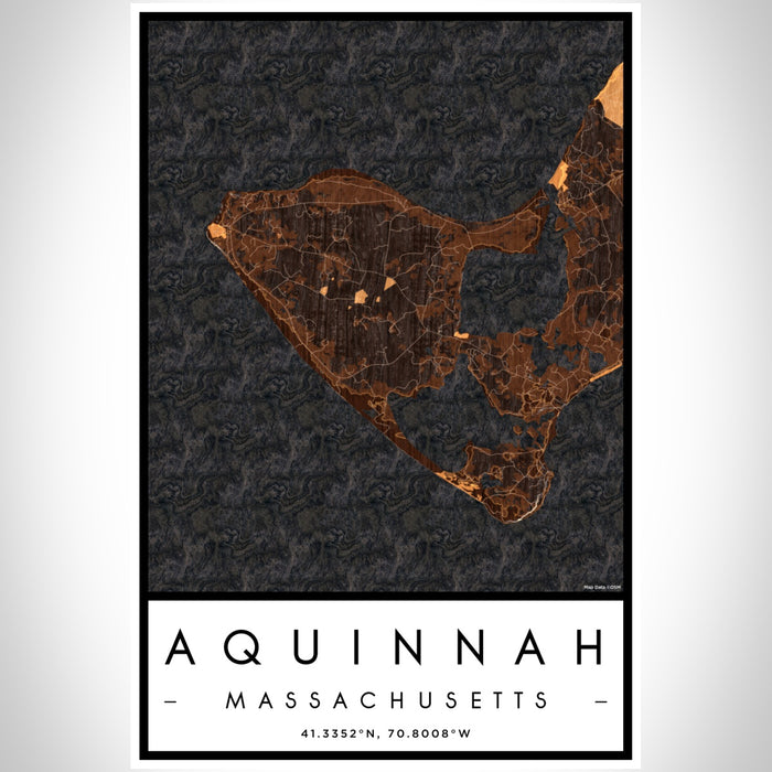 Aquinnah Massachusetts Map Print Portrait Orientation in Ember Style With Shaded Background