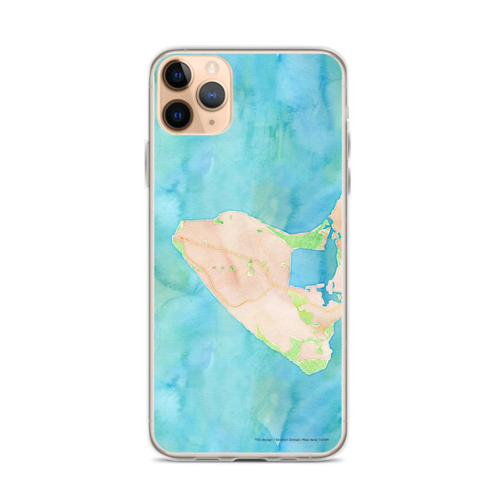 Custom iPhone 11 Pro Max Aquinnah Massachusetts Map Phone Case in Watercolor