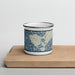 Front View Custom Aquinnah Massachusetts Map Enamel Mug in Woodblock on Cutting Board