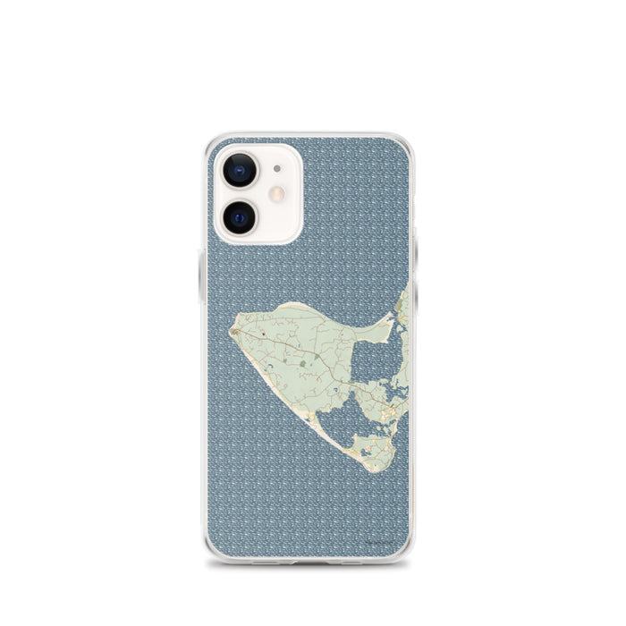 Custom iPhone 12 mini Aquinnah Massachusetts Map Phone Case in Woodblock