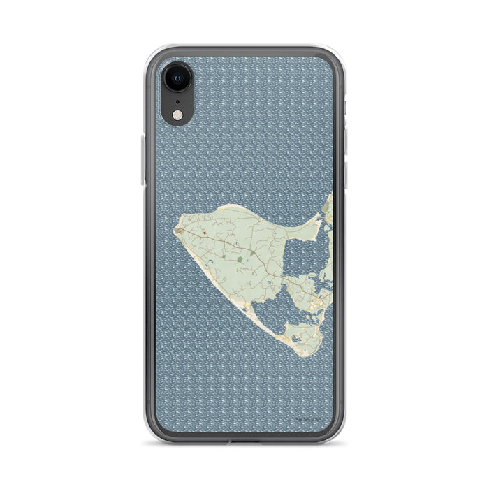 Custom iPhone XR Aquinnah Massachusetts Map Phone Case in Woodblock