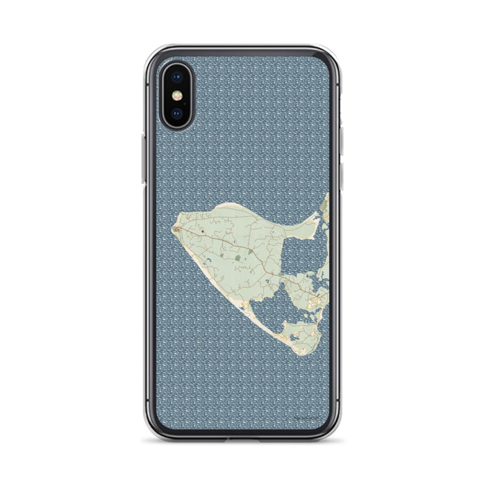Custom iPhone X/XS Aquinnah Massachusetts Map Phone Case in Woodblock