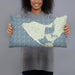 Person holding 20x12 Custom Aquinnah Massachusetts Map Throw Pillow in Woodblock