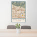 24x36 Arcadia California Map Print Portrait Orientation in Woodblock Style Behind 2 Chairs Table and Potted Plant