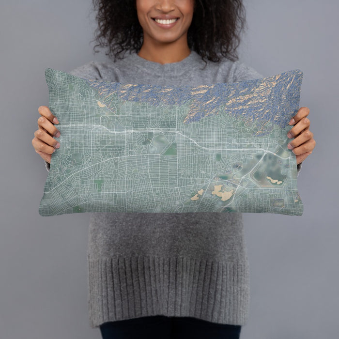 Person holding 20x12 Custom Arcadia California Map Throw Pillow in Afternoon