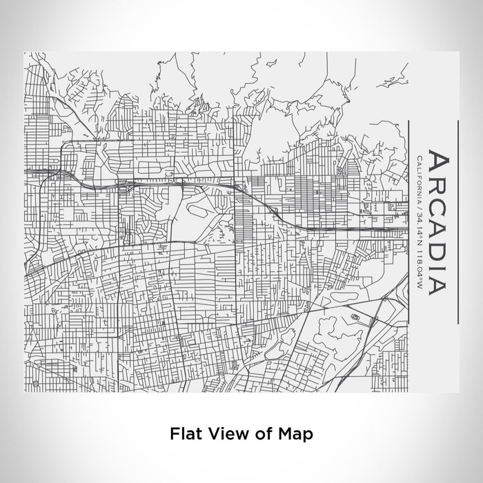 Rendered View of Arcadia California Map Engraving on 20oz Stainless Steel Insulated Bottle with Bamboo Top in White