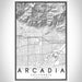 Arcadia California Map Print Portrait Orientation in Classic Style With Shaded Background