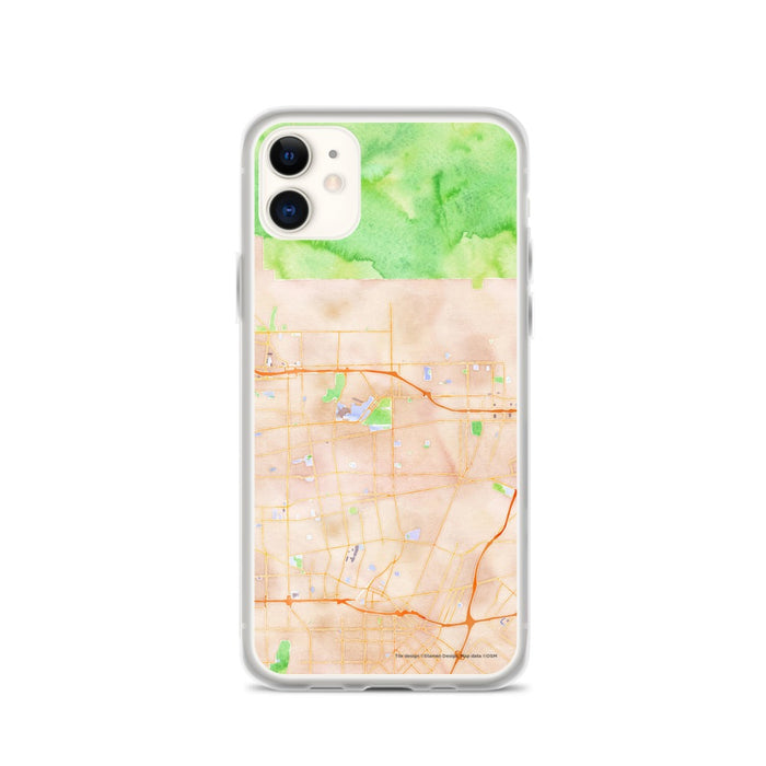 Custom iPhone 11 Arcadia California Map Phone Case in Watercolor