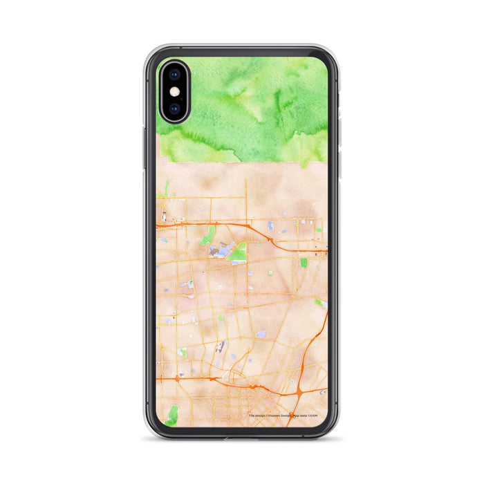 Custom iPhone XS Max Arcadia California Map Phone Case in Watercolor
