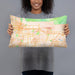 Person holding 20x12 Custom Arcadia California Map Throw Pillow in Watercolor