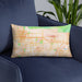 Custom Arcadia California Map Throw Pillow in Watercolor on Blue Colored Chair