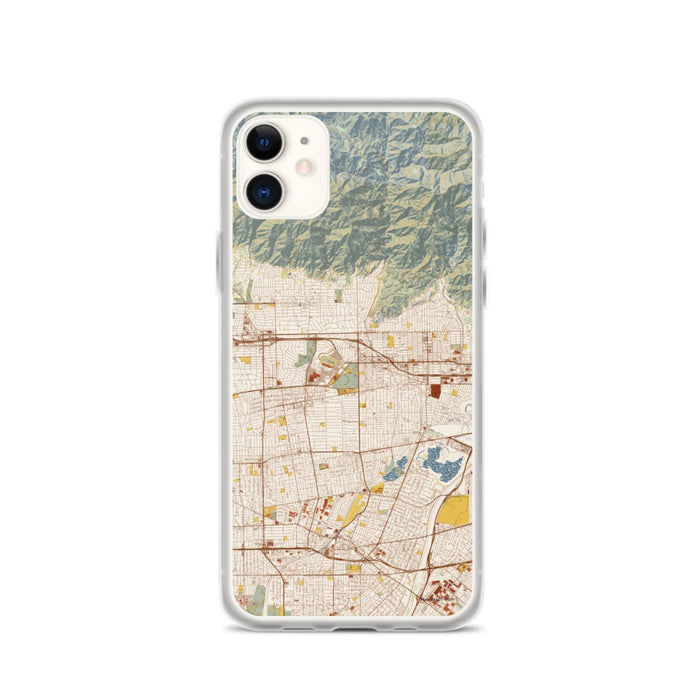 Custom iPhone 11 Arcadia California Map Phone Case in Woodblock