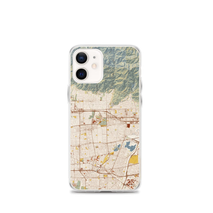 Custom iPhone 12 mini Arcadia California Map Phone Case in Woodblock