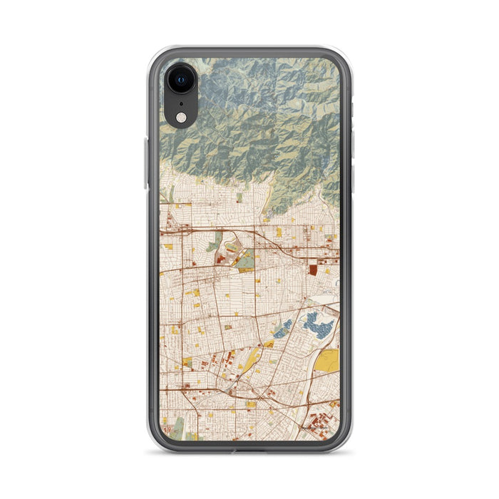 Custom iPhone XR Arcadia California Map Phone Case in Woodblock