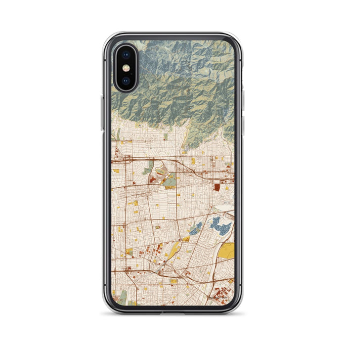Custom iPhone X/XS Arcadia California Map Phone Case in Woodblock