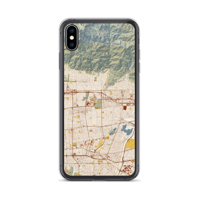 Custom iPhone XS Max Arcadia California Map Phone Case in Woodblock