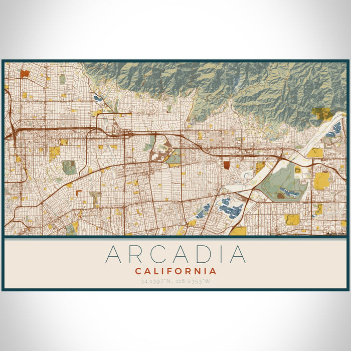 Arcadia - California Map Print in Woodblock — JACE Maps