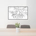 24x36 Arches National Park Map Print Lanscape Orientation in Classic Style Behind 2 Chairs Table and Potted Plant