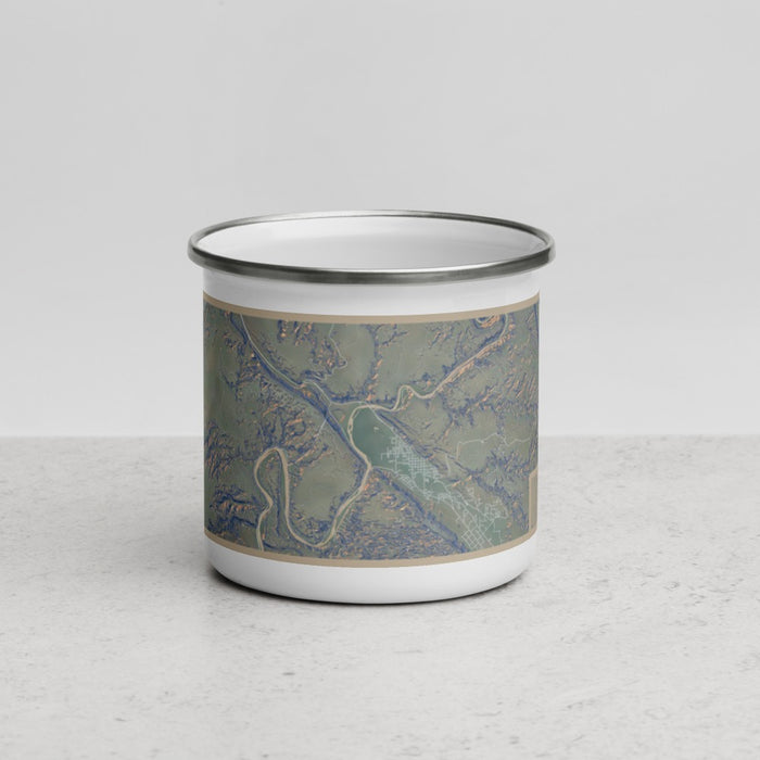 Front View Custom Arches National Park Map Enamel Mug in Afternoon