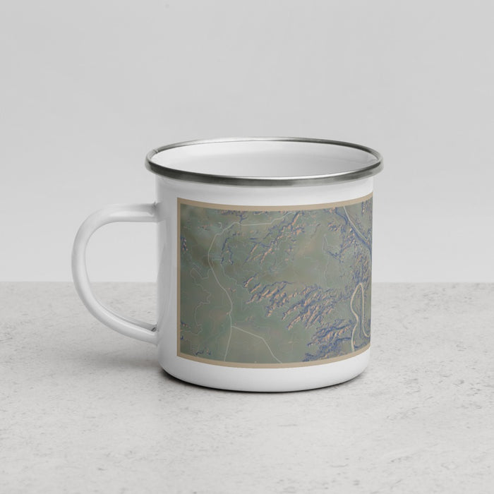Left View Custom Arches National Park Map Enamel Mug in Afternoon