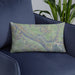 Custom Arches National Park Map Throw Pillow in Afternoon on Blue Colored Chair