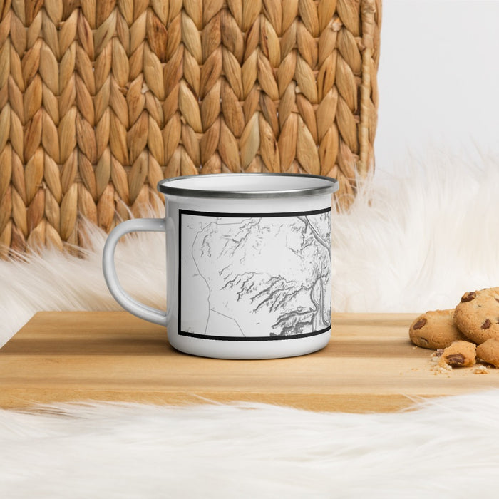 Left View Custom Arches National Park Map Enamel Mug in Classic on Table Top