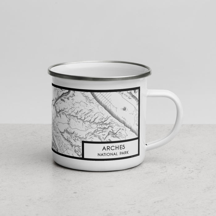 Right View Custom Arches National Park Map Enamel Mug in Classic