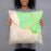 Person holding 18x18 Custom Arches National Park Map Throw Pillow in Watercolor