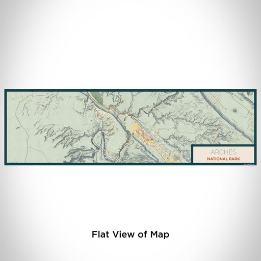 Flat View of Map Custom Arches National Park Map Enamel Mug in Woodblock
