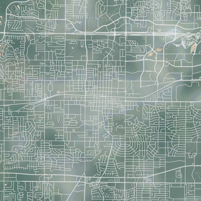 Arlington Texas Map Print in Afternoon Style Zoomed In Close Up Showing Details