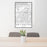 24x36 Arlington Texas Map Print Portrait Orientation in Classic Style Behind 2 Chairs Table and Potted Plant