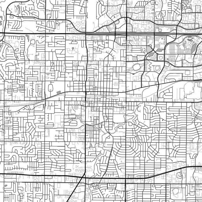 Arlington Texas Map Print in Classic Style Zoomed In Close Up Showing Details