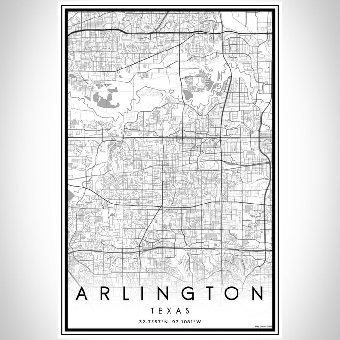 Arlington Texas Map Print Portrait Orientation in Classic Style With Shaded Background