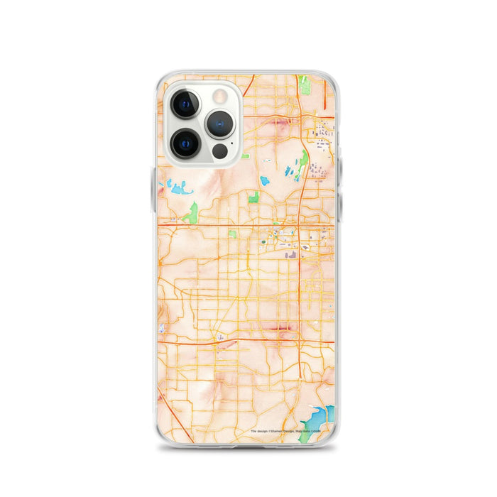 Custom Arlington Texas Map iPhone 12 Pro Phone Case in Watercolor