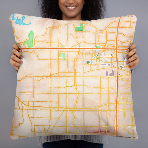 Person holding 22x22 Custom Arlington Texas Map Throw Pillow in Watercolor