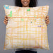 Person holding 22x22 Custom Arlington Texas Map Throw Pillow in Watercolor