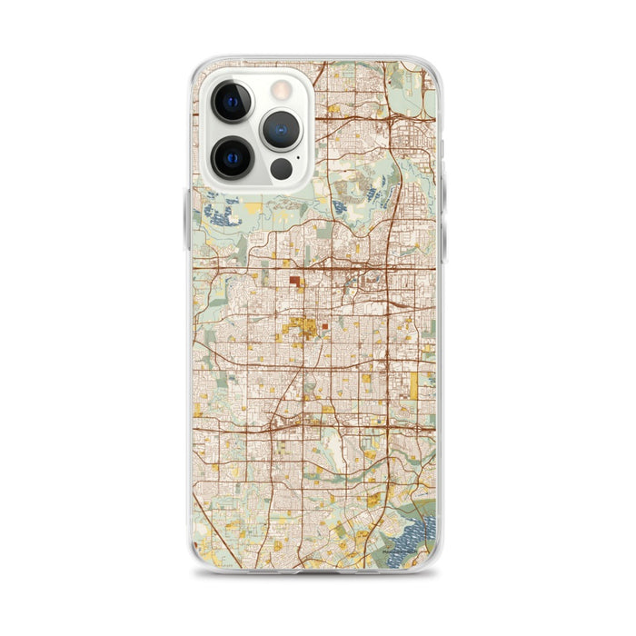 Custom Arlington Texas Map iPhone 12 Pro Max Phone Case in Woodblock