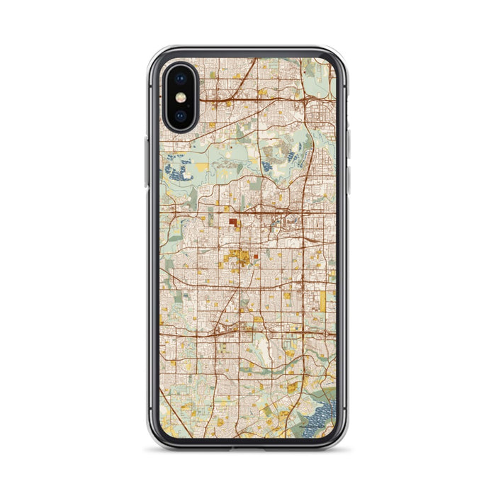 Custom Arlington Texas Map Phone Case in Woodblock
