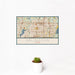 12x18 Arlington Texas Map Print Landscape Orientation in Woodblock Style With Small Cactus Plant in White Planter