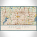 Arlington Texas Map Print Landscape Orientation in Woodblock Style With Shaded Background