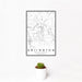 12x18 Arlington Washington Map Print Portrait Orientation in Classic Style With Small Cactus Plant in White Planter
