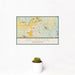 12x18 Arlington Washington Map Print Landscape Orientation in Woodblock Style With Small Cactus Plant in White Planter